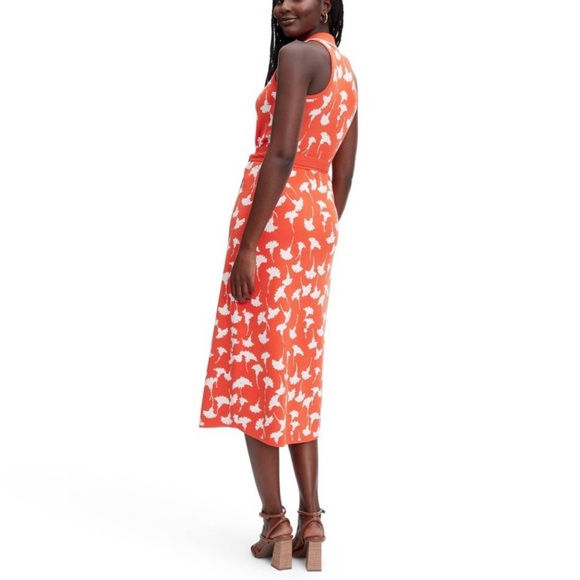 Diane Von Furstenberg DVF for Target Ginkgo Cherry Tomato Midi Wrap Dress - Picture 3 of 12